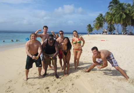 Students on the beach at San Blas